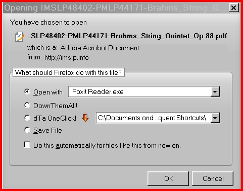 Dialog box to open or save file